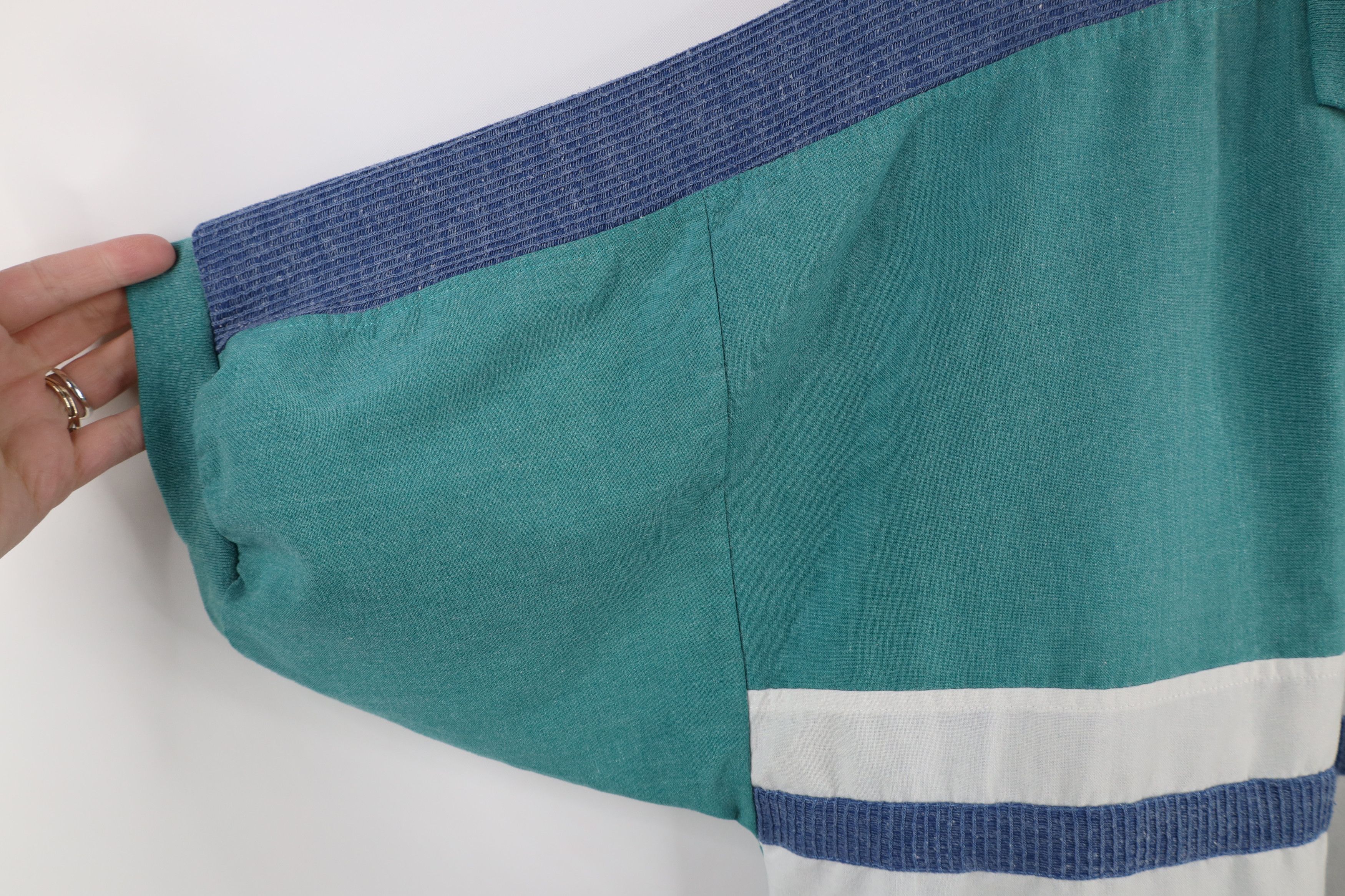 Vintage Vintage 90s Streetwear Chambray Block Pullover Polo Shirt Size US M / EU 48-50 / 2 - 6 Thumbnail