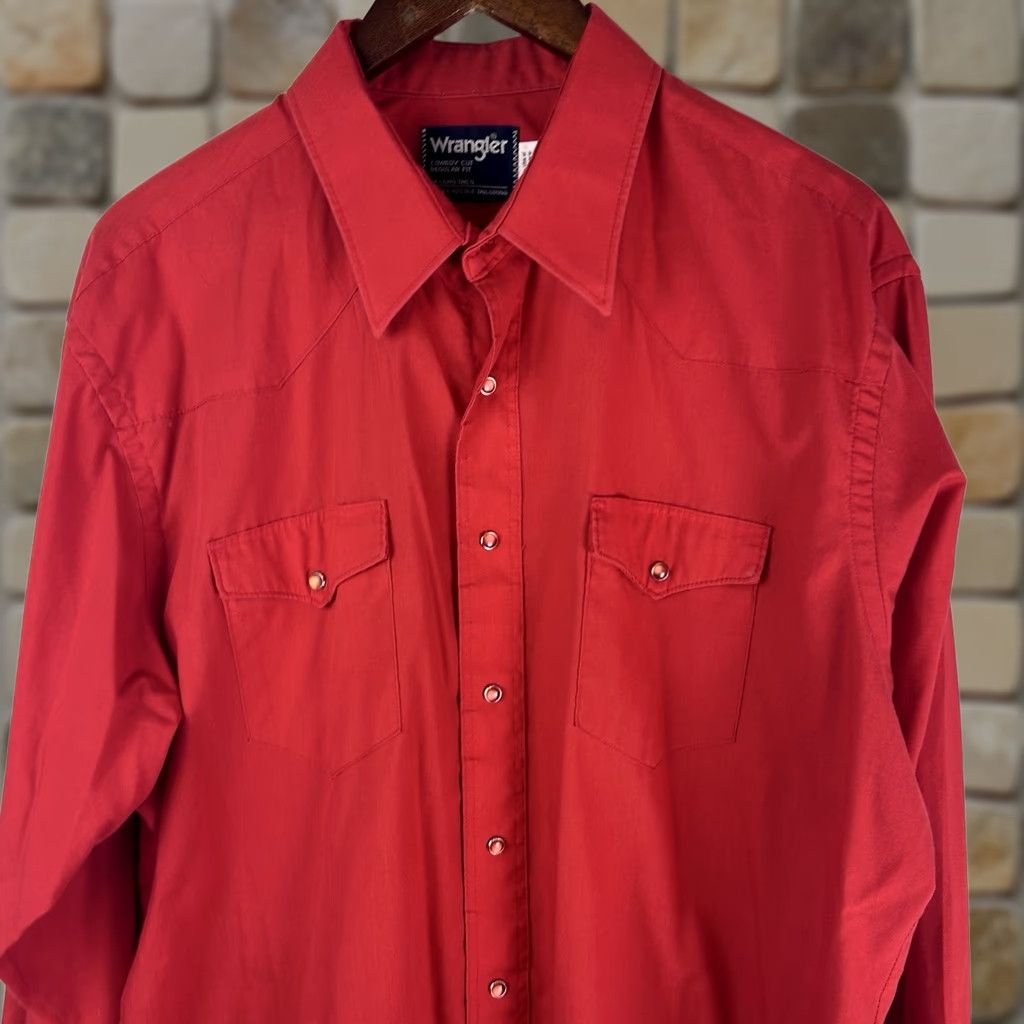 Wrangler VINTAGE Wrangler Shirt Mens 18 X 36 Red Cowboy Cut X Long Tails Snaps Western USA Made Shirts Mens Red Cowboy Western Classic Vintage Size US XXL / EU 58 / 5 - 1 Thumbnail