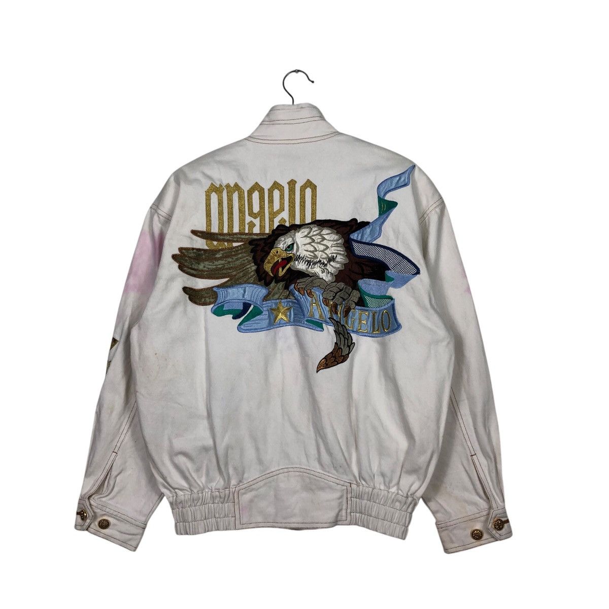 Japanese Brand × Vintage 📌Vintage Bomber Jacket Angelo Embroidered Big Logo Size US L / EU 52-54 / 3 - 1 Thumbnail