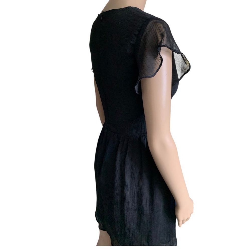 Shein SHEIN Midi Dress Women's Small Black Sheer Lined Deep V-Neck Size S / US 4 / IT 40 - 4 Thumbnail