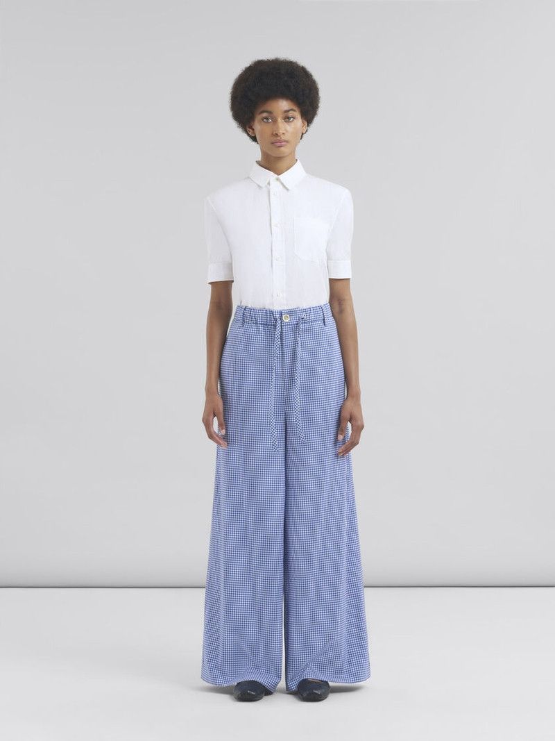 Marni o1w1db10426 Checked Drawstring Trousers in Blue Size 28" / US 6 / IT 42 - 2 Thumbnail