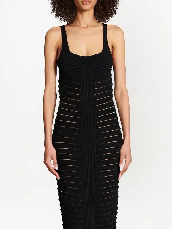 Balmain o1y0525 Midi Dress in Black Size M / US 6-8 / IT 42-44 - 3 Thumbnail