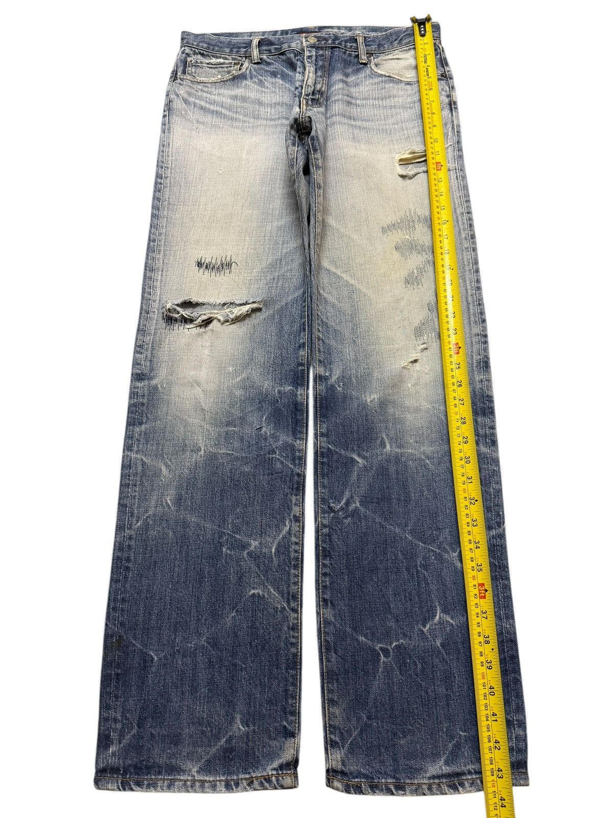 Blue Blue Japan Vintage 90s Japan Blue Way Thunder Wash Distressed Straight Size US 34 / EU 50 - 10 Thumbnail
