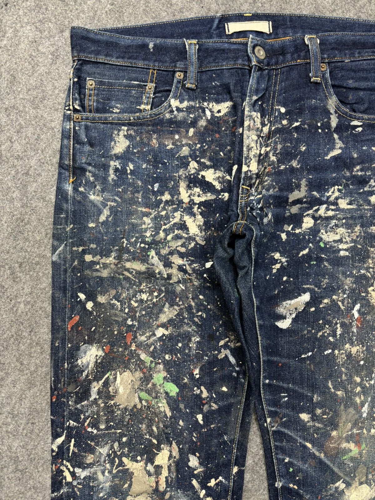 Japanese Brand 💥ART💥Uniqlo Japan Heavy Paint Splatter Selvedge Denim F673 Size US 34 / EU 50 - 4 Thumbnail