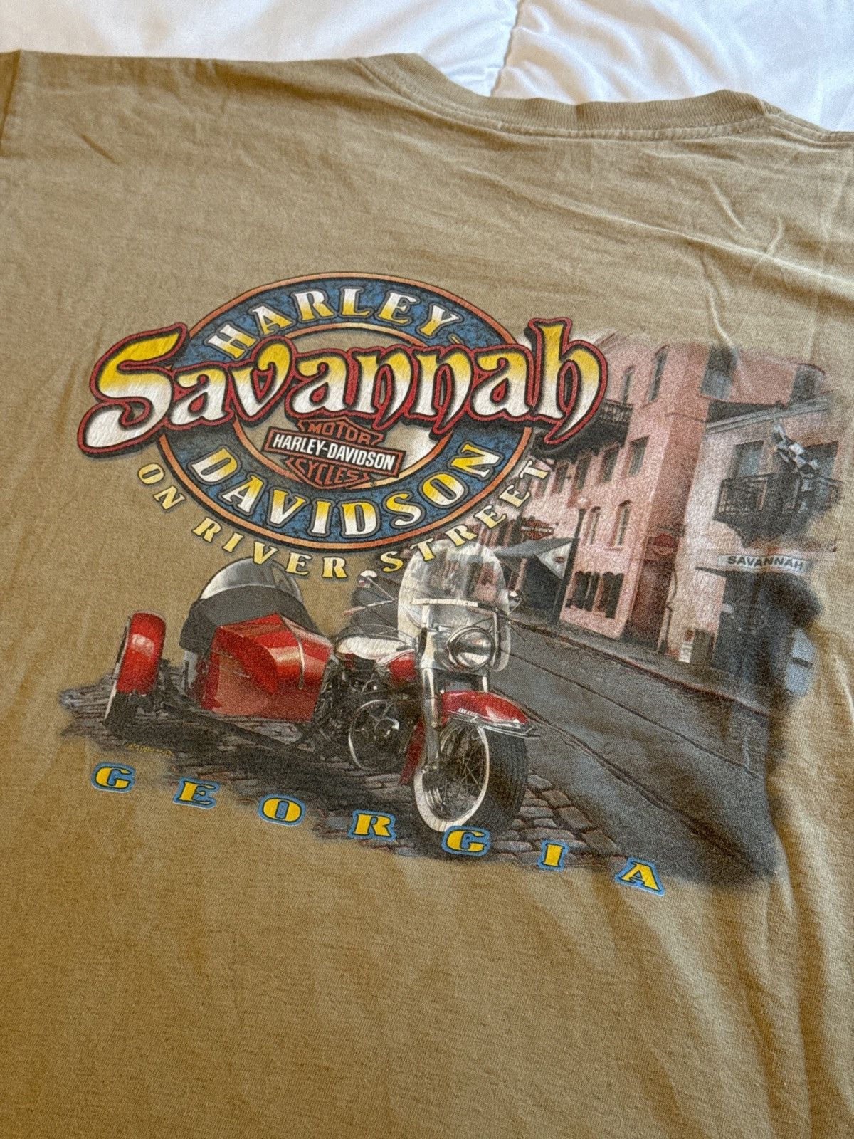 Vintage 90s Harley Davidson Savannah store GA Tee Brown Size XL