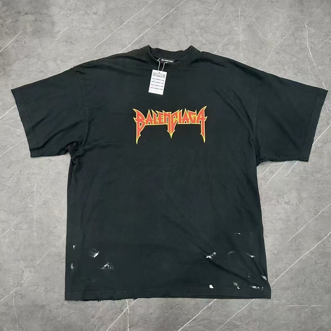 Balenciaga Balenciaga Rock Print Logo Short Sleeve Tee Size US L / EU 52-54 / 3 - 1 Thumbnail