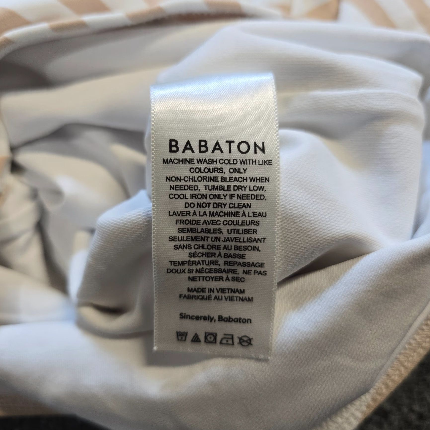 Aritzia Aritzia Babaton Bodysuit Womens XS Beige White Striped Long Sleeve Square Neck Casual Shirt Size XS / US 0-2 / IT 36-38 - 7 Thumbnail