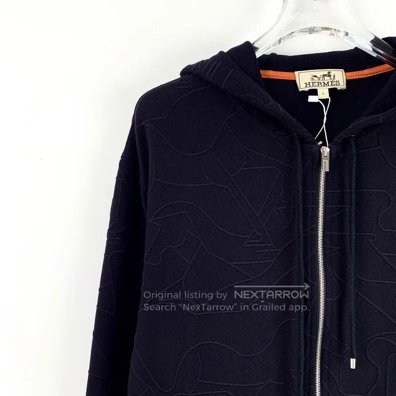 Hermes Hermes Black embossed pattern zipper jacket Size US L / EU 52-54 / 3 - 3 Thumbnail