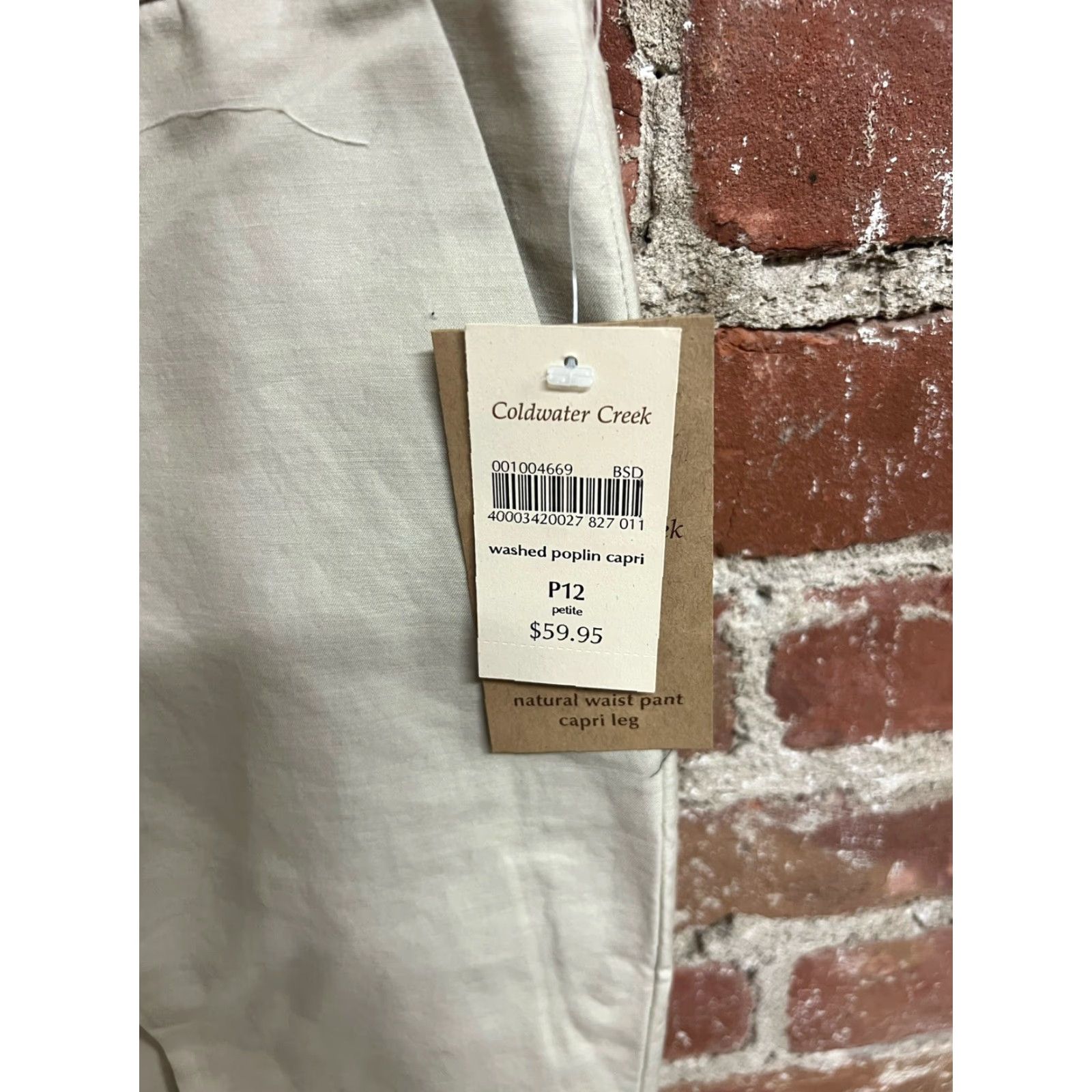 Coldwater Creek Coldwater Creek Women's Petite 12 Capri Washed Poplin Beige Mid Rise NEW Size ONE SIZE - 2 Thumbnail