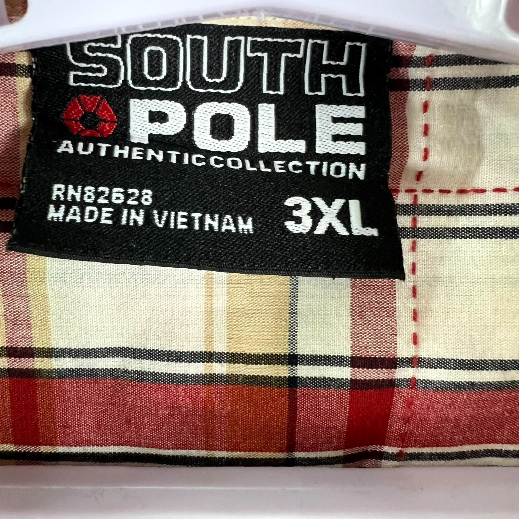Southpole South Pole Shirt Mens 3XL Short Sleeve Button-Up Red/Tan Y2K Checked Size US XXL / EU 58 / 5 - 4 Thumbnail