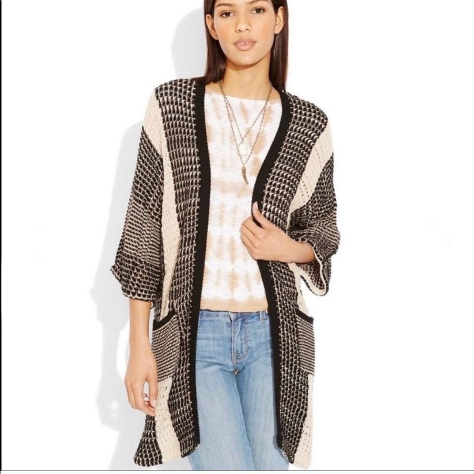 Lucky Brand Lucky Brand Glendora Grid Stitch long cardigan open knit S Size S / US 4 / IT 40 - 5 Thumbnail