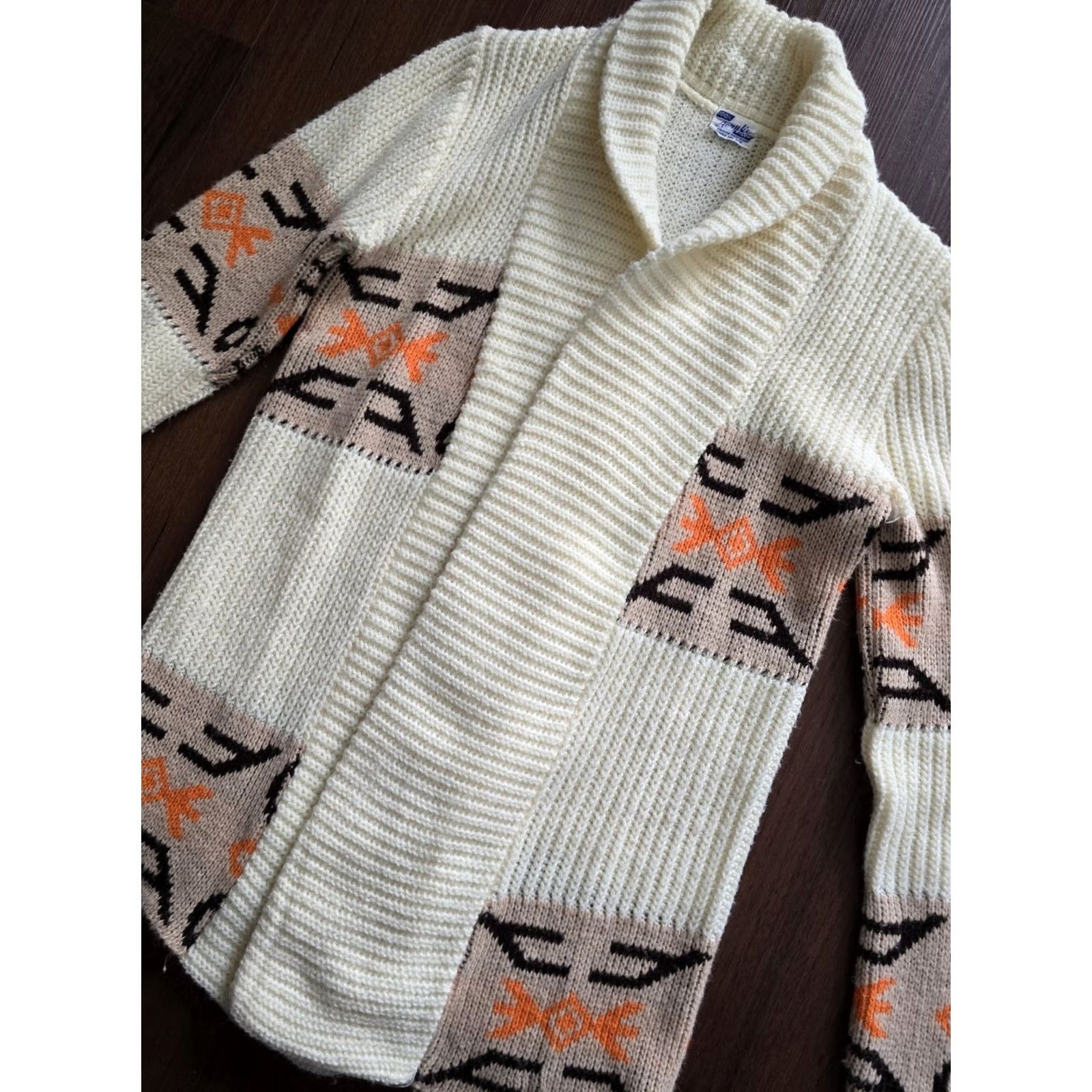 Vintage VINTAGE 70s Aztec Southwestern Sweater Unisex M Beige Acrylic long sleeve Boho Hippie Union Made Unbranded Mens Womens Girls Boys Size US M / EU 48-50 / 2 - 2 Thumbnail