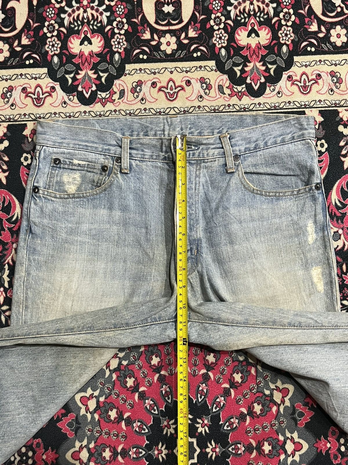 Japanese Brand Vintage Japan Blue Way Light Washed Trashed Jeans Size US 33 - 12 Thumbnail