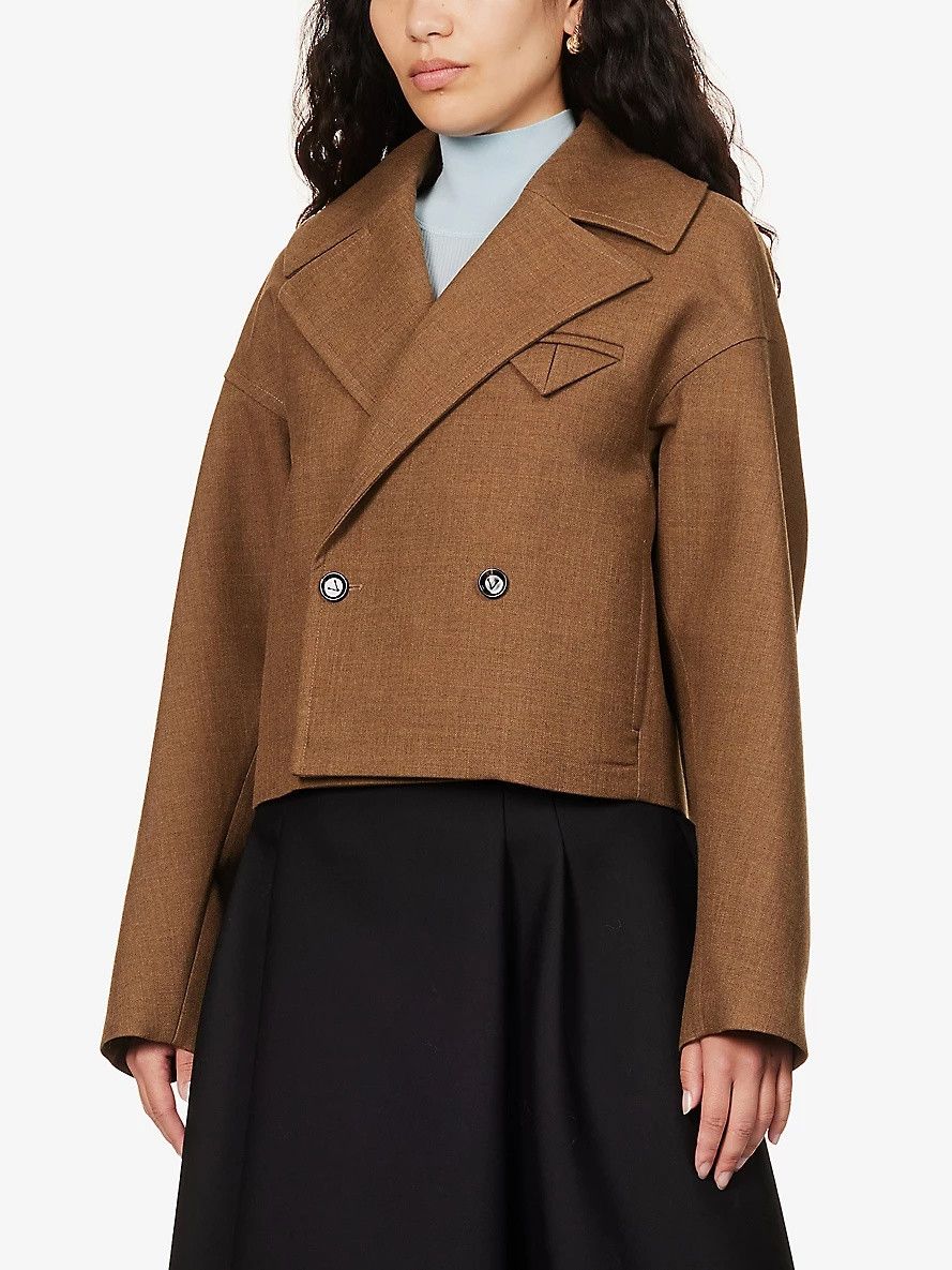 Bottega Veneta o1n1vont0325 Structured Split Wool Blouson Jacket in Brown Size M / US 6-8 / IT 42-44 - 4 Thumbnail