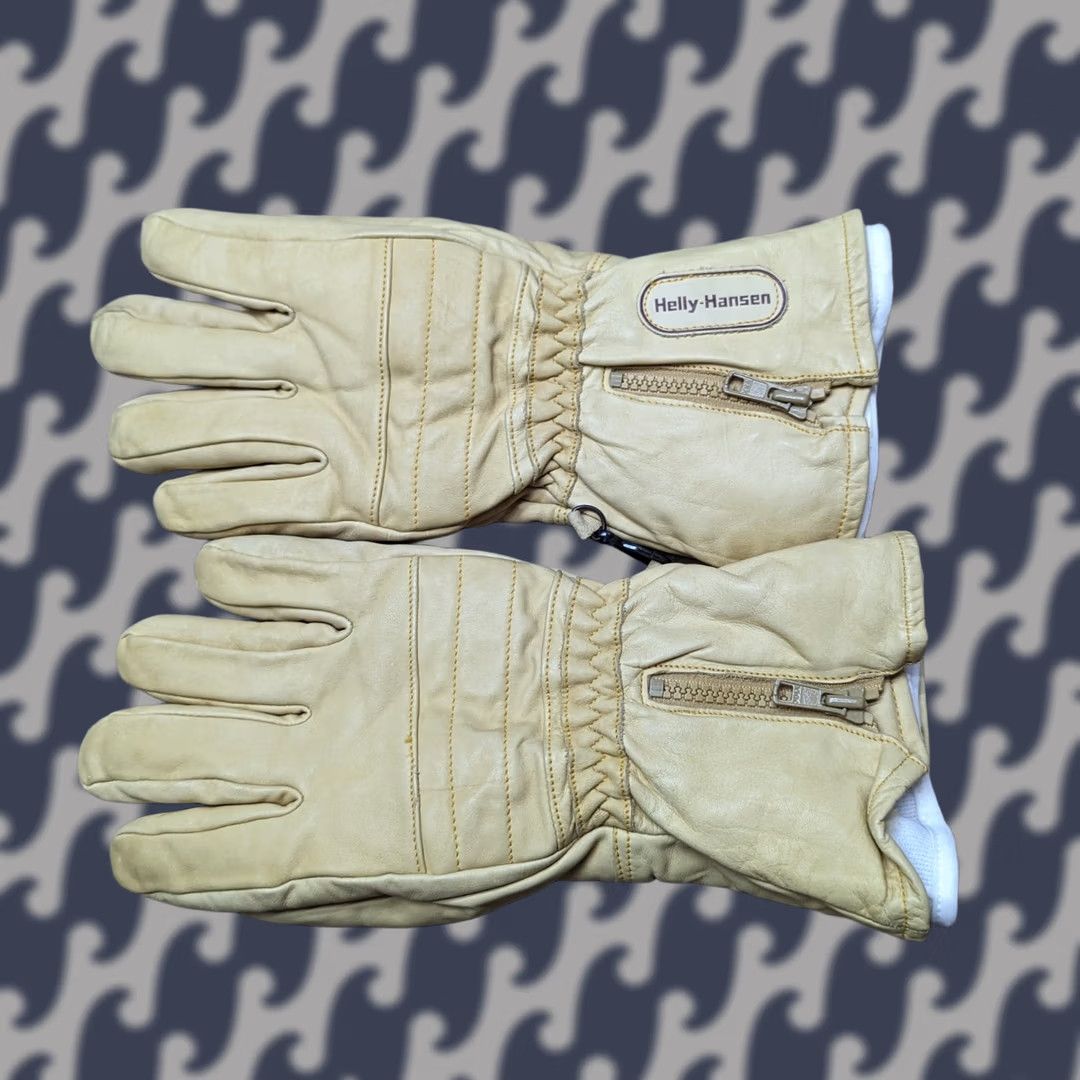 Helly Hansen VINTAGE Helly Hansen Mens Leather Gloves Size 7 + Liners Light Tan / Cream Beige Glove Mens Vintage Leather Size ONE SIZE - 1 Thumbnail