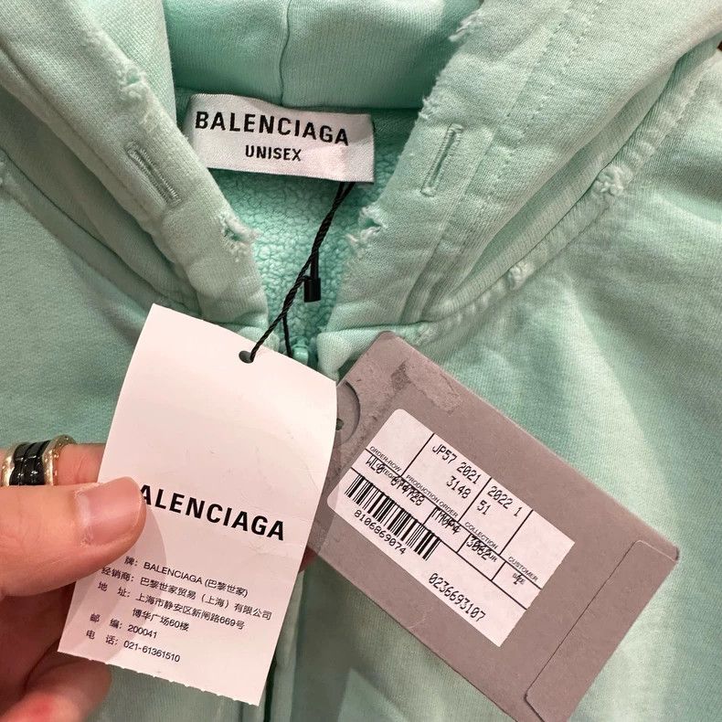 Balenciaga Balenciaga Mint green made old damaged zipper hoodies. Size US S / EU 44-46 / 1 - 2 Thumbnail