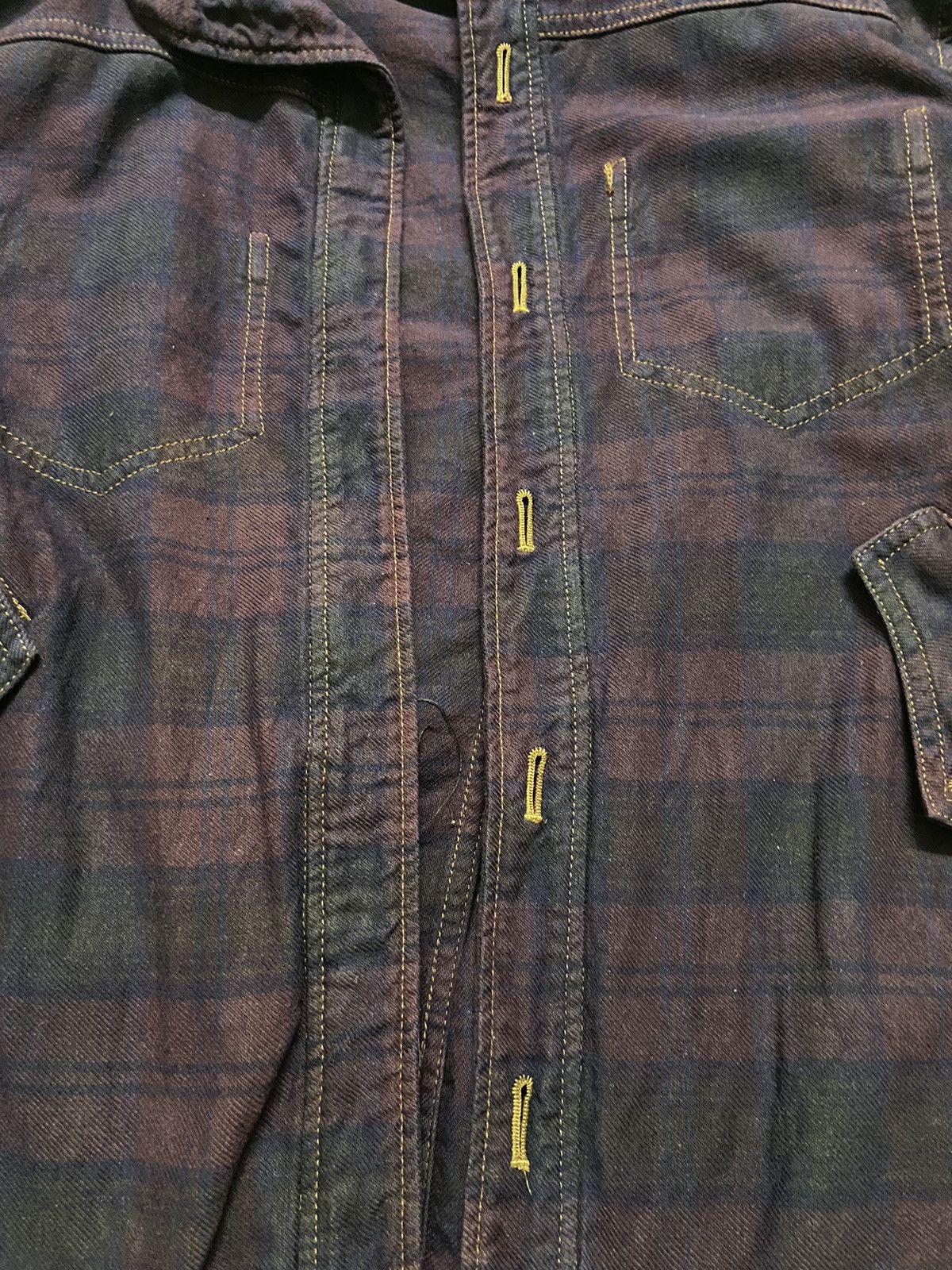 Final Home Checkered Denim Unconstructed Jacket
