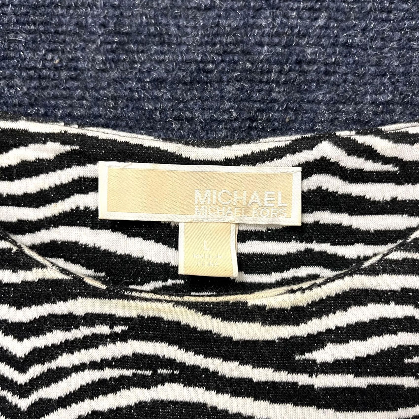 Vintage Michael Michael Kors Blouse Womens L Black Zebra Print Peplum Knit Top Size L / US 10 / IT 46 - 3 Thumbnail