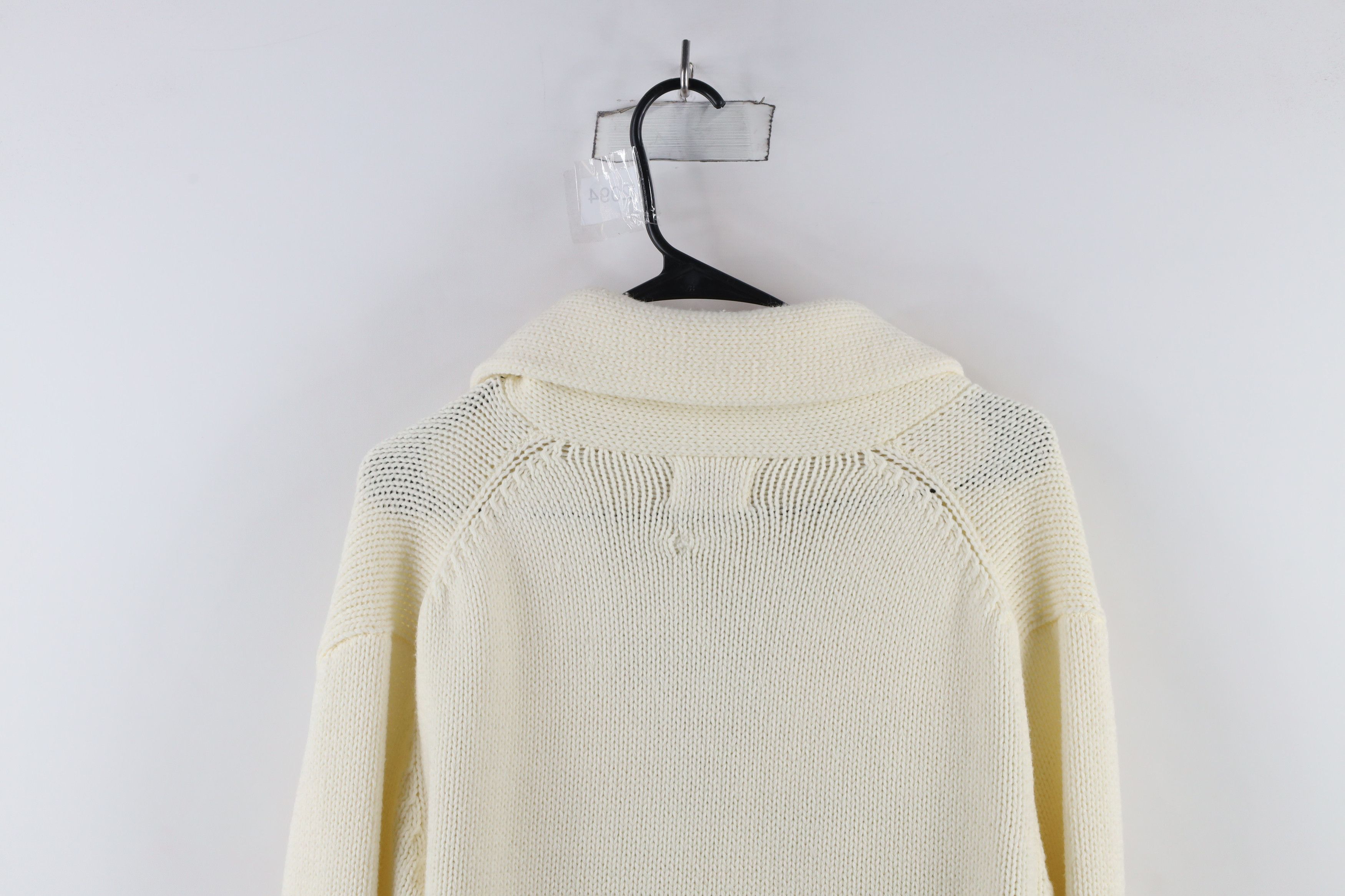 Vintage Vintage 70s Streetwear Knit Shawl Cardigan Sweater Cream Size L / US 10 / IT 46 - 11 Thumbnail