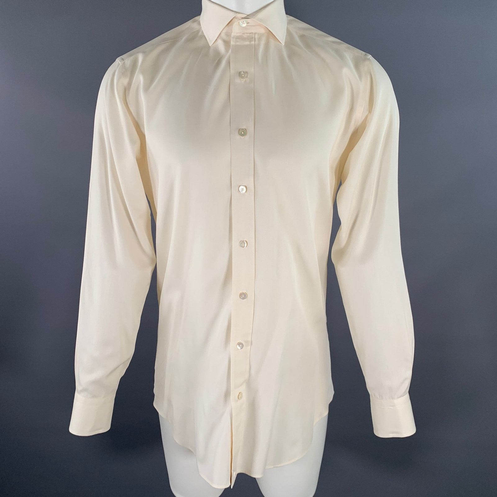 Hamilton HAMILTON Size S Beige Cotton Spread Collar Long Sleeve Shirt Size US S / EU 44-46 / 1 - 1 Thumbnail