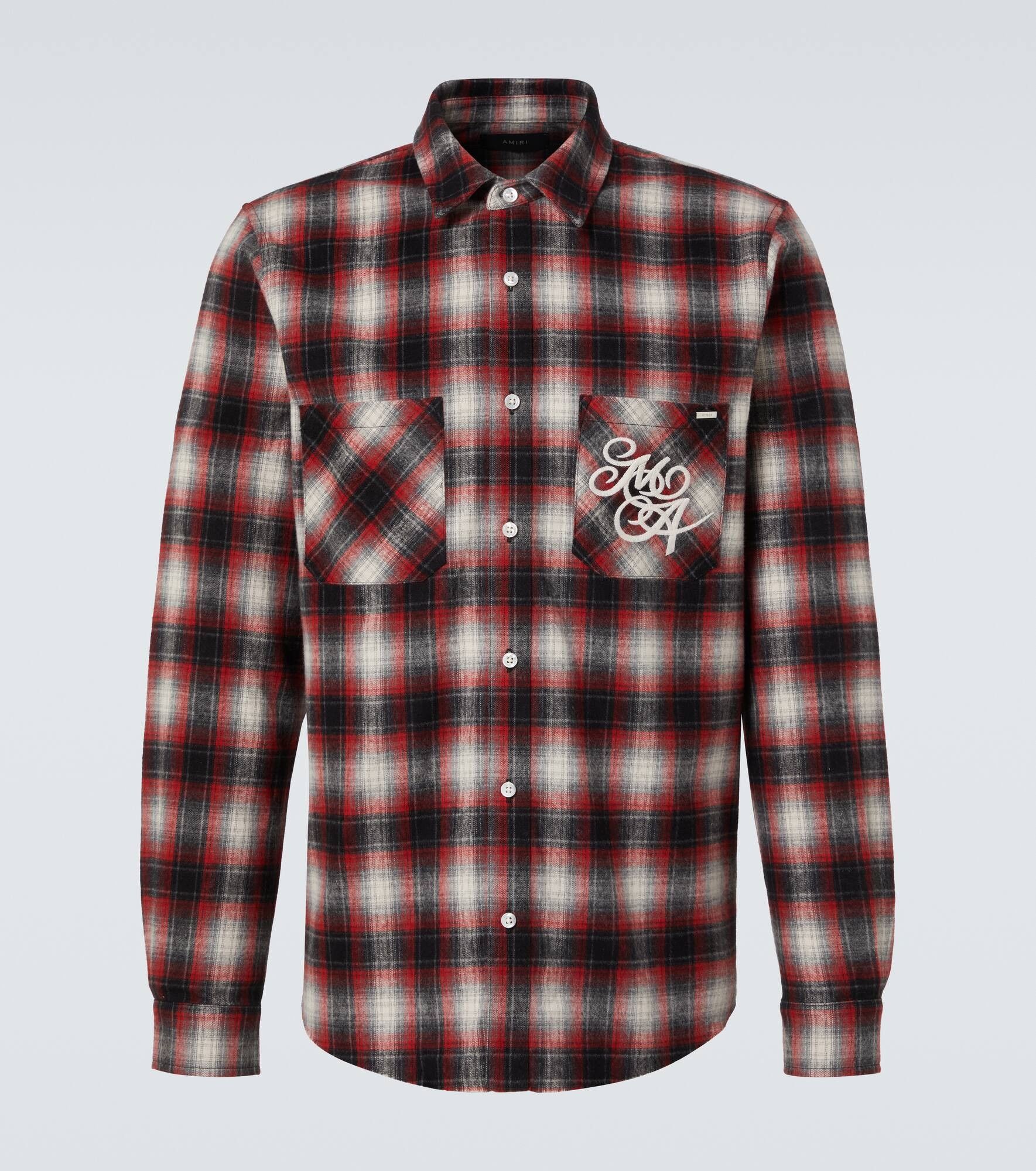 o1orln1025 Swirl Checked Cotton Flannel Shirt in Multicolor