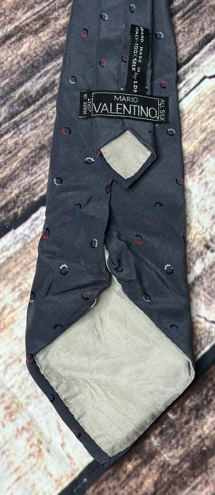 Valentino Mario Valentino 100% Silk Italy Neck Tie Gray Dots Size ONE SIZE - 3 Thumbnail