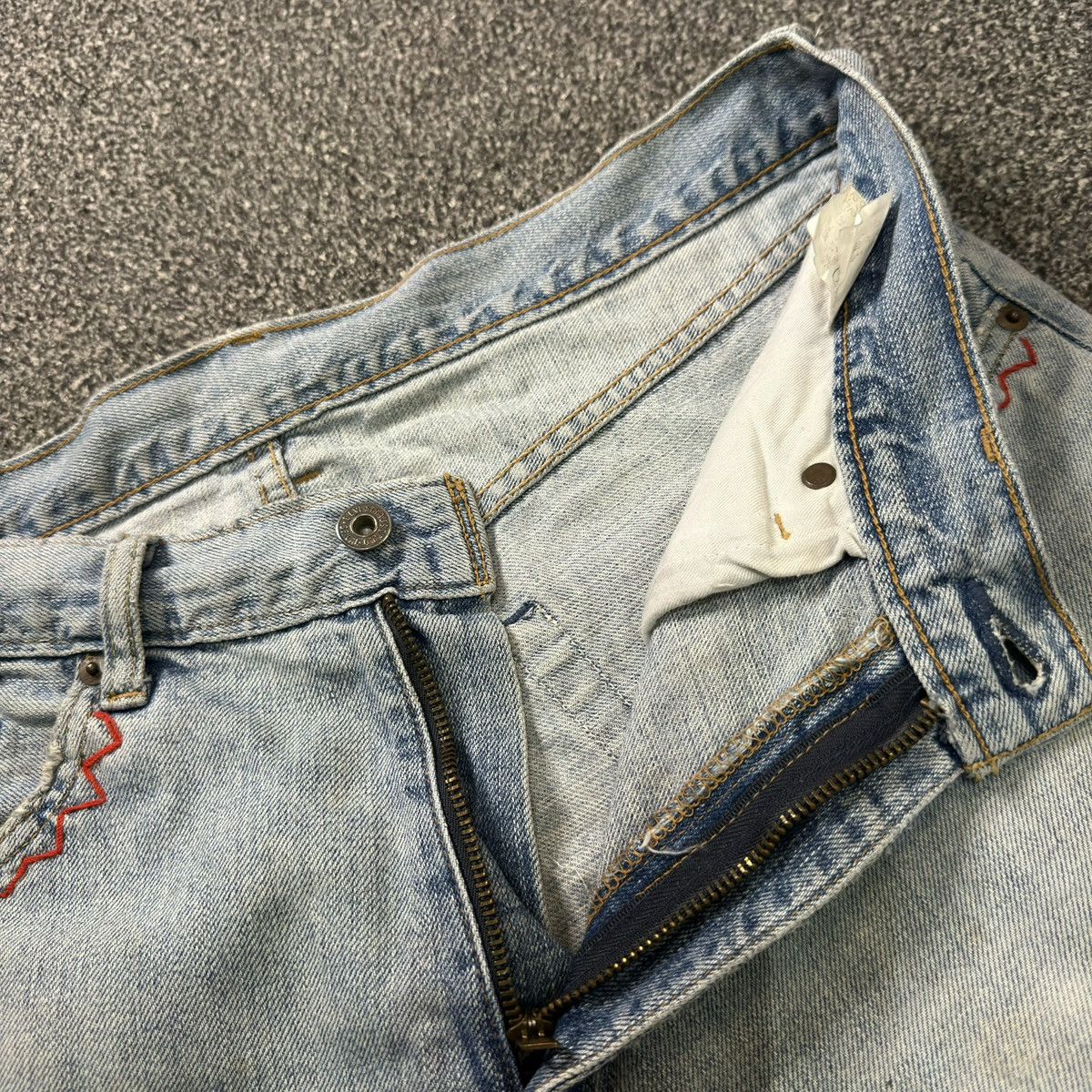 14th Addiction Vintage Destroyed Levis 502 Denim Sashiko Custom Grunge Jean Size US 36 / EU 52 - 12 Thumbnail
