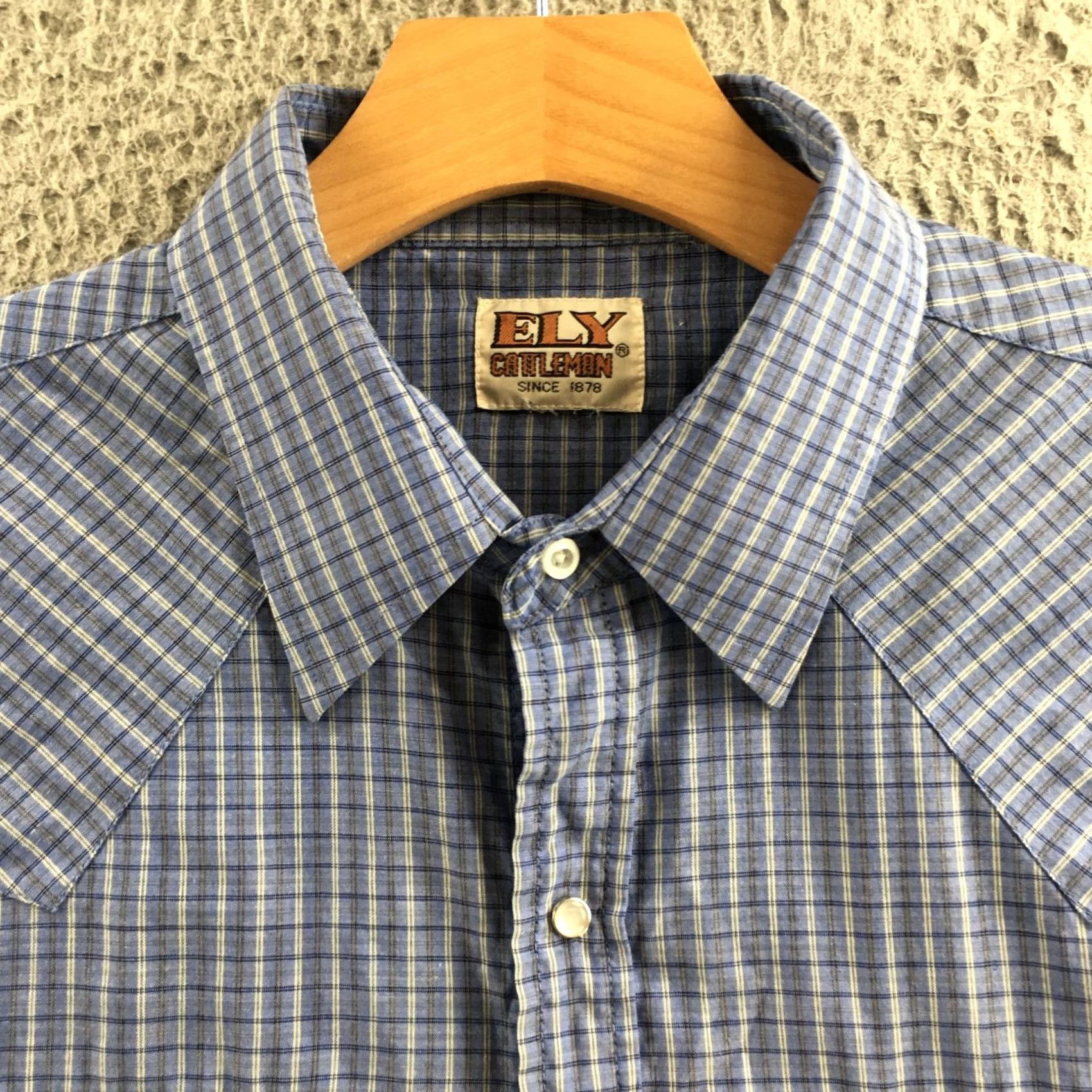 Vintage ELY Cattleman Button-Up Shirt Mens L Blue Plaid Cotton Long Sleeve Casual Shirt Size US L / EU 52-54 / 3 - 3 Thumbnail