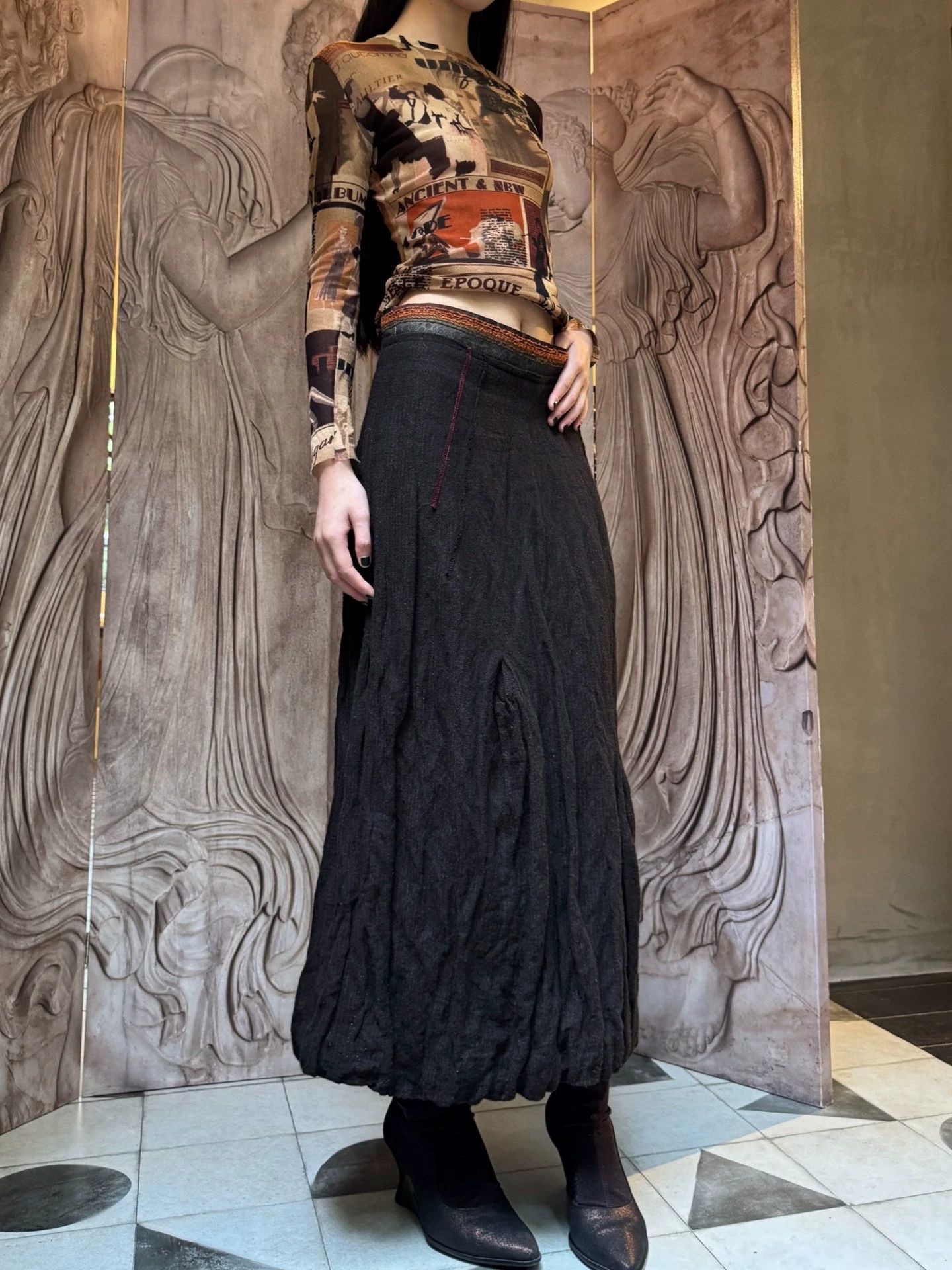 Other German Brand Vintage Wool Pleated Slim Midi Skirt Size 1 Size 26" / US 2 / IT 38 - 1 Thumbnail
