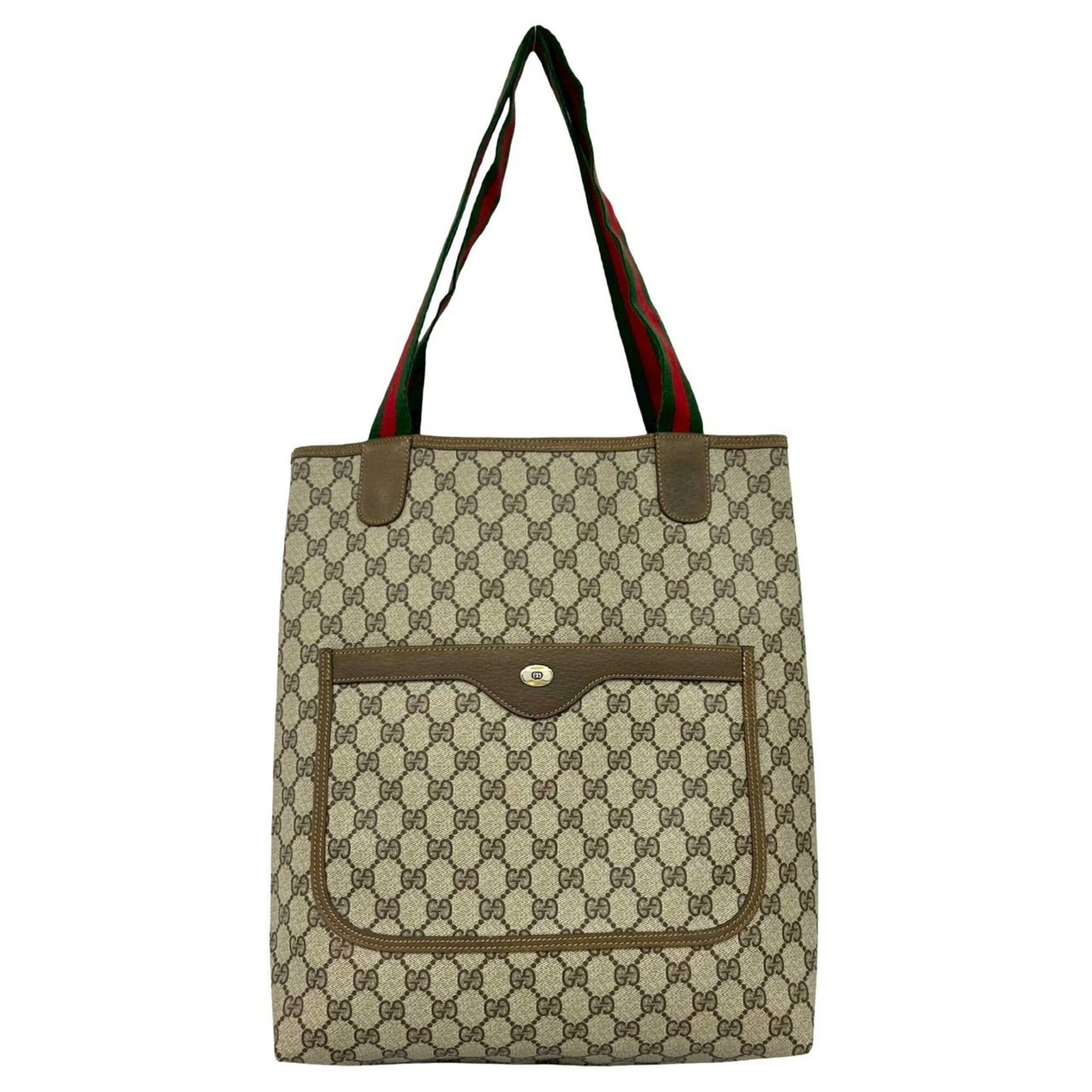 Gucci GUCCI Old Gucci Sherry Line GG Logo Pattern Leather Tote Bag Handbag Brown j59-5 Size ONE SIZE - 1 Thumbnail