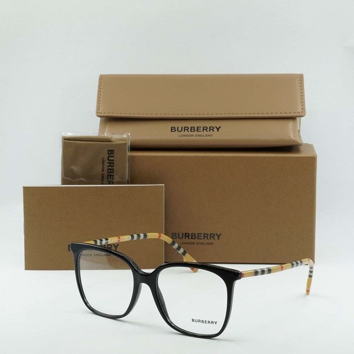 Burberry Burberry BE2367 3853 Eyeglasses Black/Check Brown 54mm Size ONE SIZE - 8 Thumbnail
