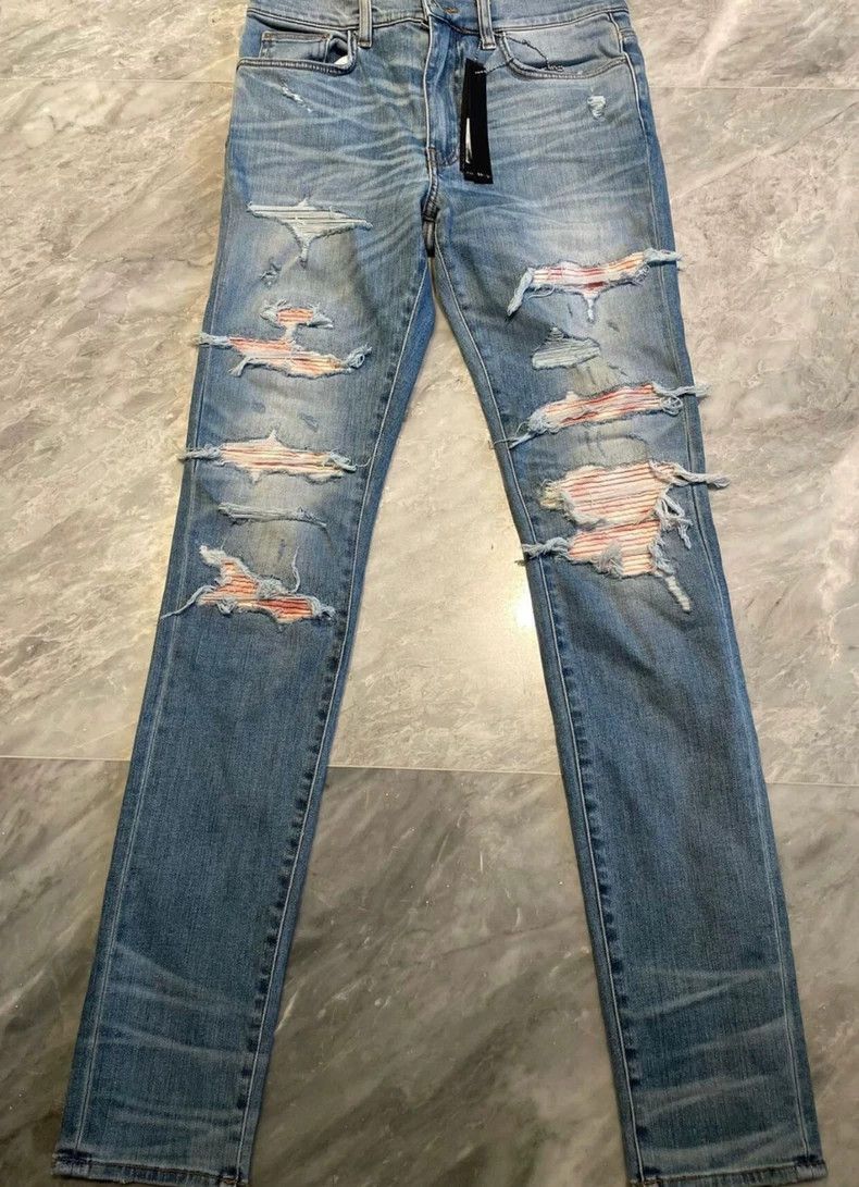 Amiri Amiri multi-element art patched blue jeans Size US 32 / EU 48 - 1 Thumbnail
