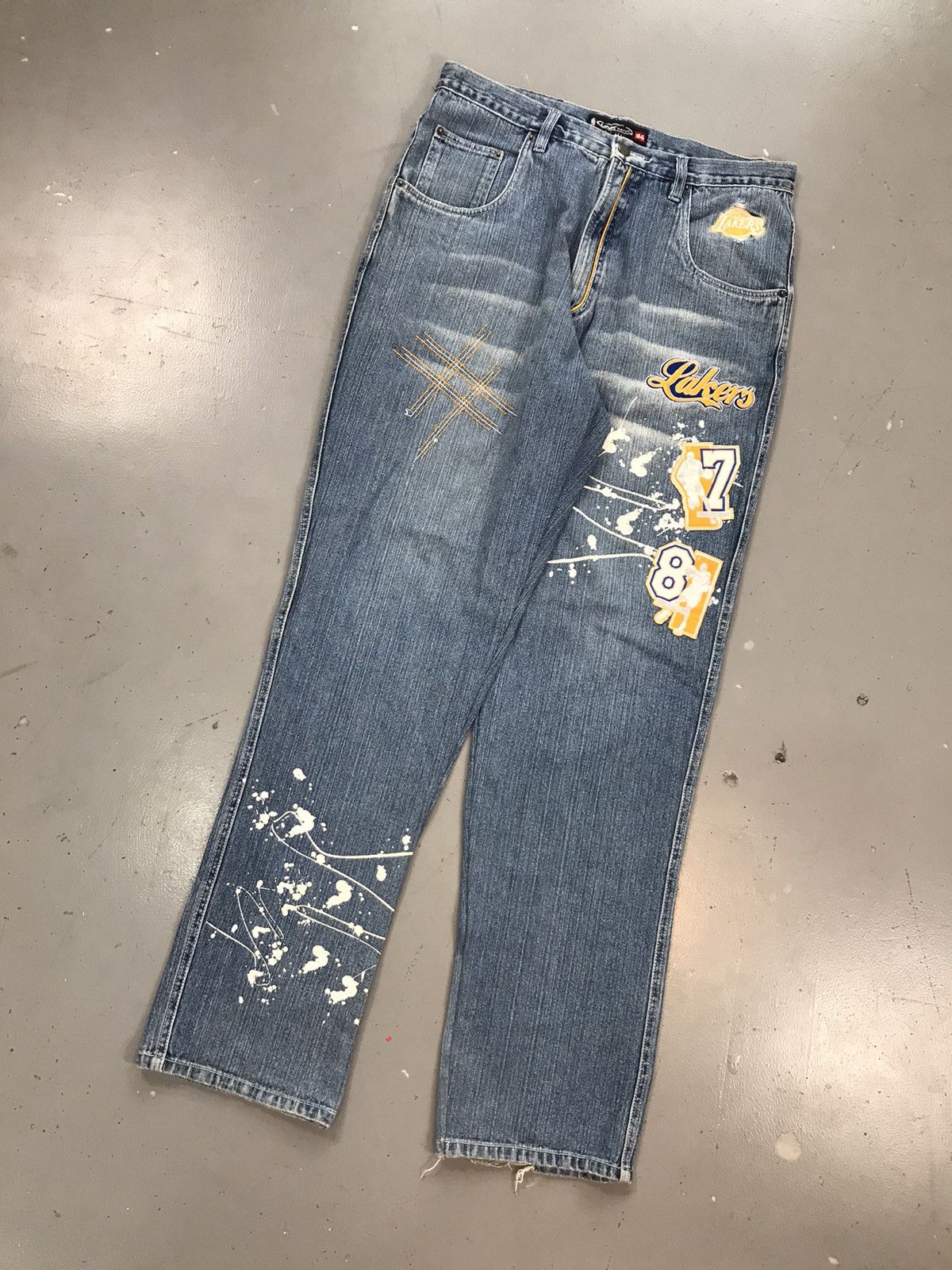 JNCO × Vintage Vintage link SpellOut thread & sticker embroidered denim Size US 34 / EU 50 - 2 Thumbnail