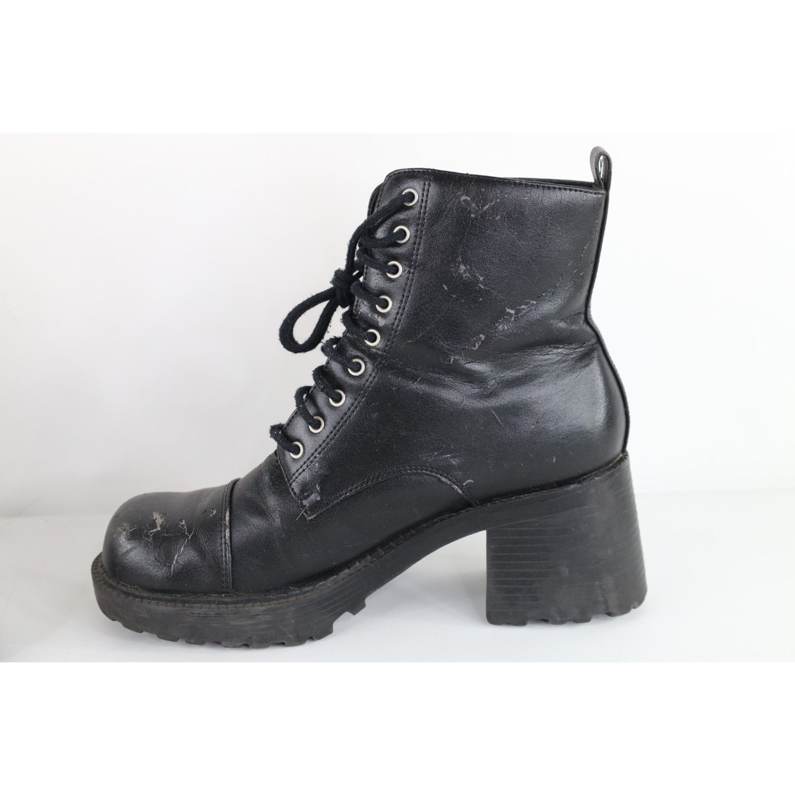Vintage Vintage 90s Y2K Streetwear Distressed Chunky Heeled Boots Size US 7.5 / IT 37.5 - 11 Thumbnail