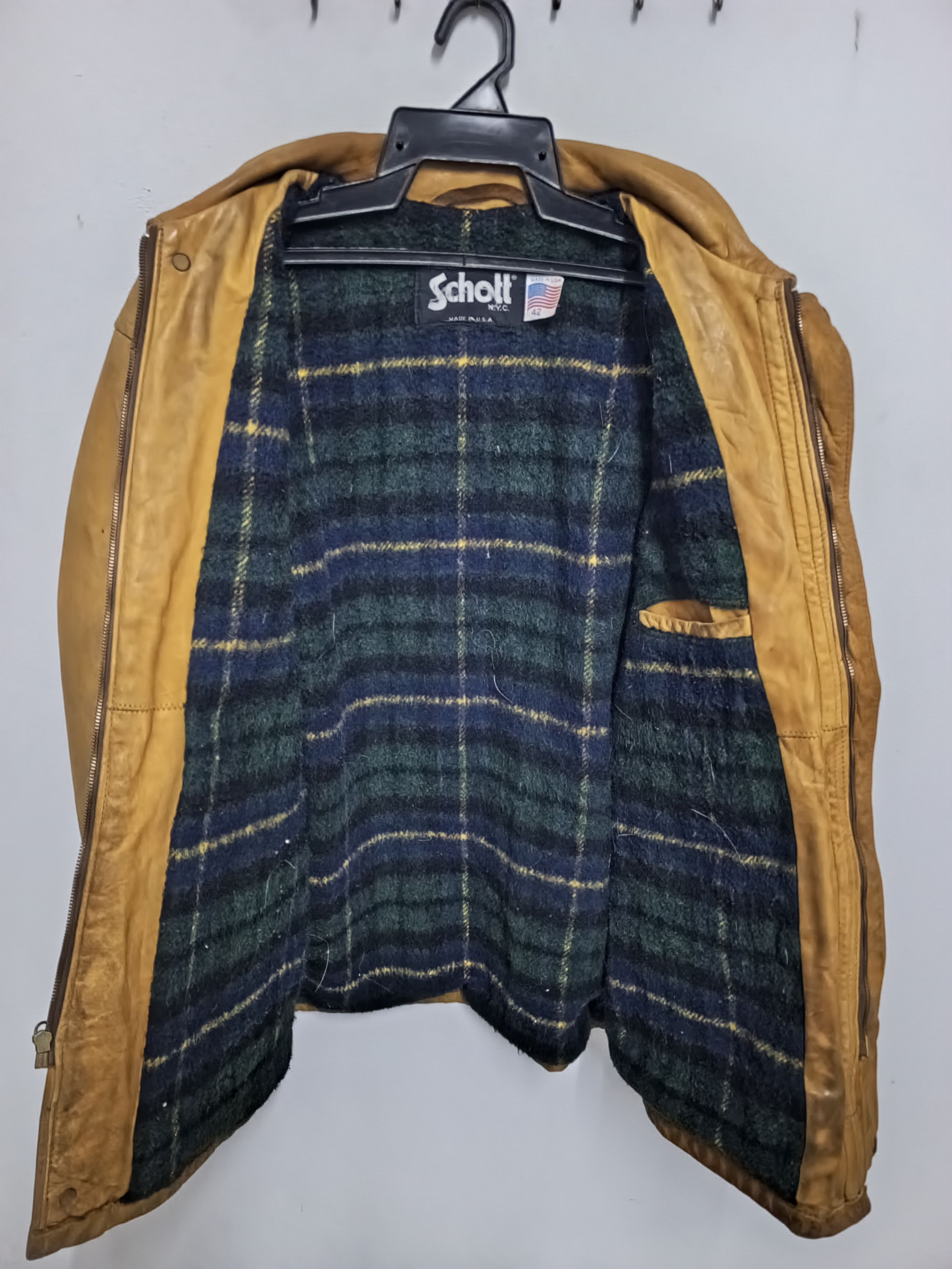 Vintage 80s vintage Schott N.Y.C leather wool jacket Size US XL / EU 56 / 4 - 8 Thumbnail