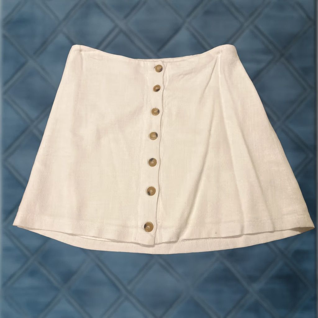 Madison Skylar + Madison Womens Skirt Size M Linen Knit Button Up White Size 32" / US 10 / IT 46 - 1 Thumbnail