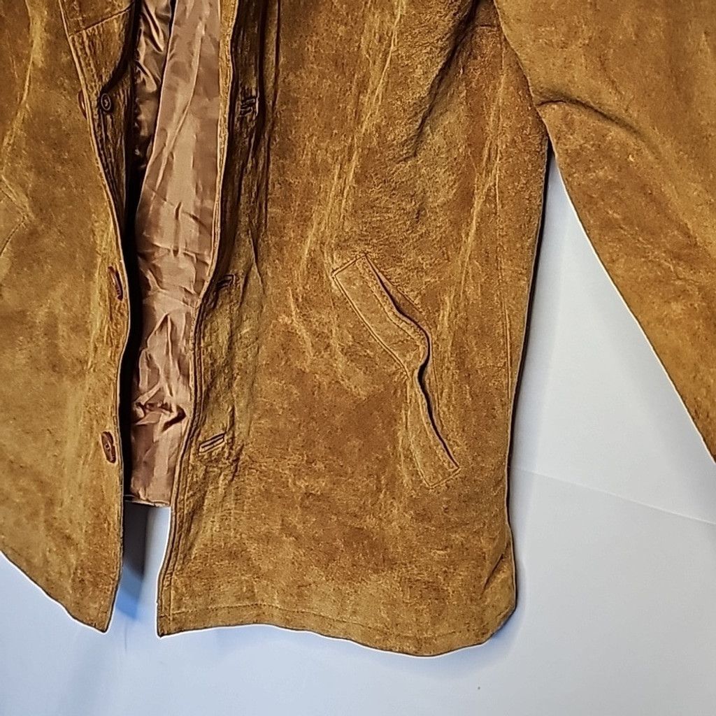 Leather Q BRAND Italy leather suede tan button down jacket sz Small Size US S / EU 44-46 / 1 - 4 Thumbnail