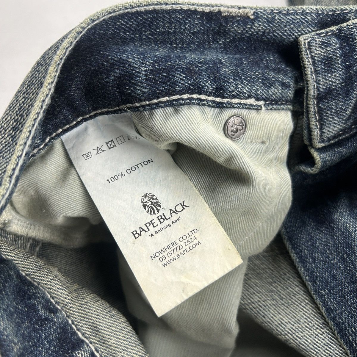 Bape Bape Black Distressed Jeans Size US 33 - 5 Thumbnail