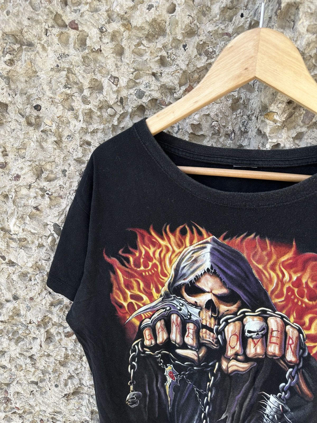 Vintage Vintage game over skeleton flames skull death tee T-shirt Size US L / EU 52-54 / 3 - 2 Thumbnail