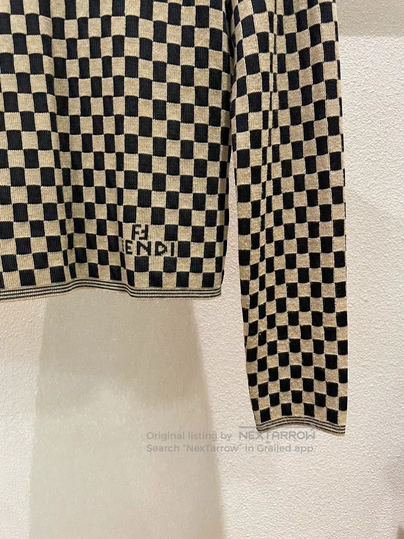 Fendi Fendi Letter Logo Checkered High-Neck Sweater Size US S / EU 44-46 / 1 - 4 Thumbnail
