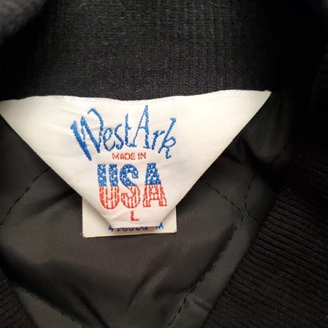 Vintage VINTAGE WestArk Jacket Mens Large Black Bomber Nylon USA 90s Embroidered Tribal Bingo Coeur D'Alene Pocketed Snap Hem Womens/Mens Size US L / EU 52-54 / 3 - 6 Thumbnail