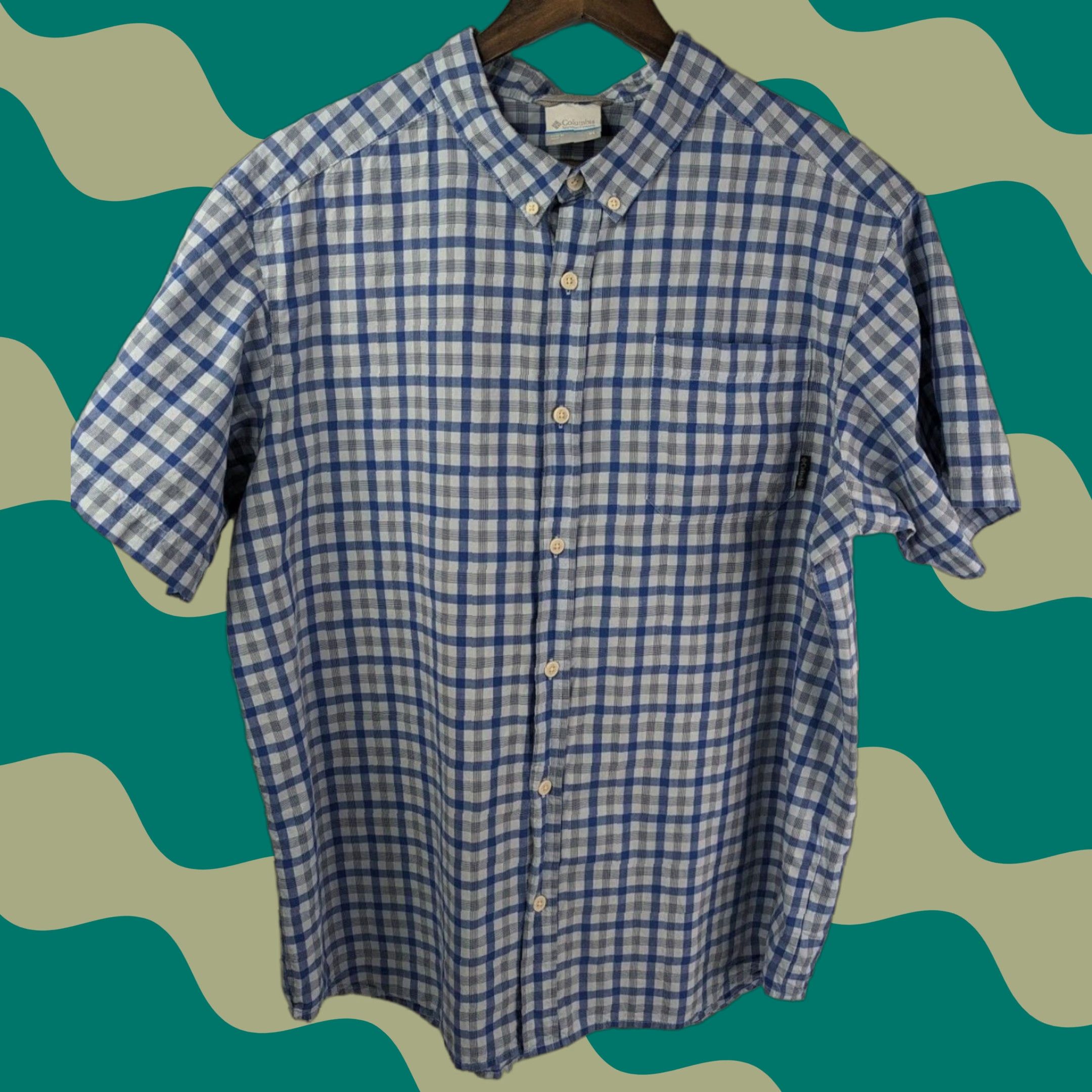 Vintage Columbia Shirt Button-Up Short Sleeve XL Blue Plaid Rapid Rivers II Button Down Casual Travel Mens Size US XL / EU 56 / 4 - 1 Thumbnail