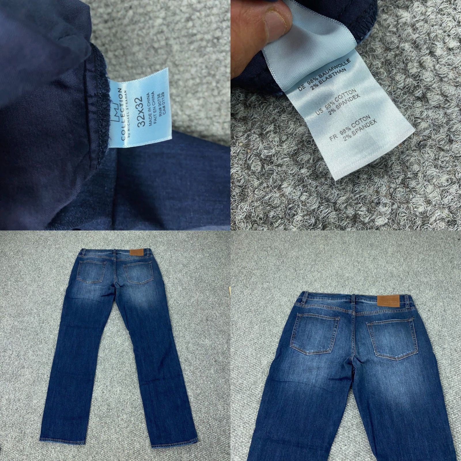 Vintage MICHAEL STRAHAN Jeans Mens Blue 32x32 Straight Fit Stretch Denim 5-Pocket Medium Wash Size US 33 - 8 Thumbnail