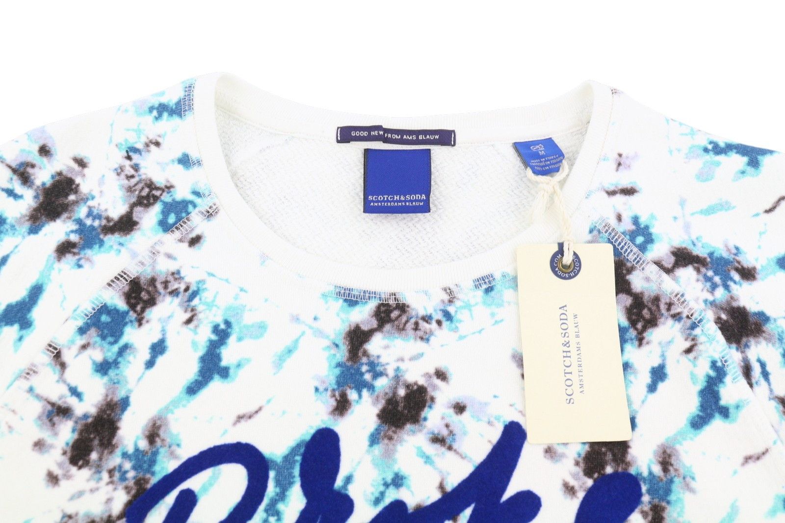 Scotch & Soda M White Patterned Crew Neck Sweatshirt 89044 Size US M / EU 48-50 / 2 - 5 Thumbnail