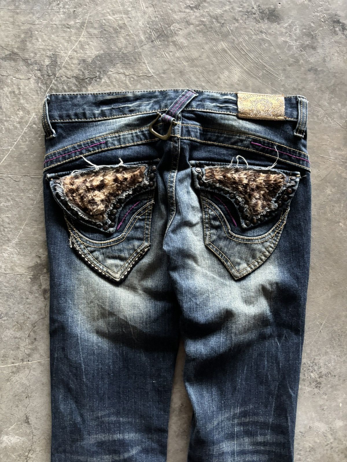 If Six Was Nine RED PEPPER FLARE JAPANESE DENIM LEOPARD FUR BACKPOCKET Size 27" / US 4 / IT 40 - 14 Thumbnail