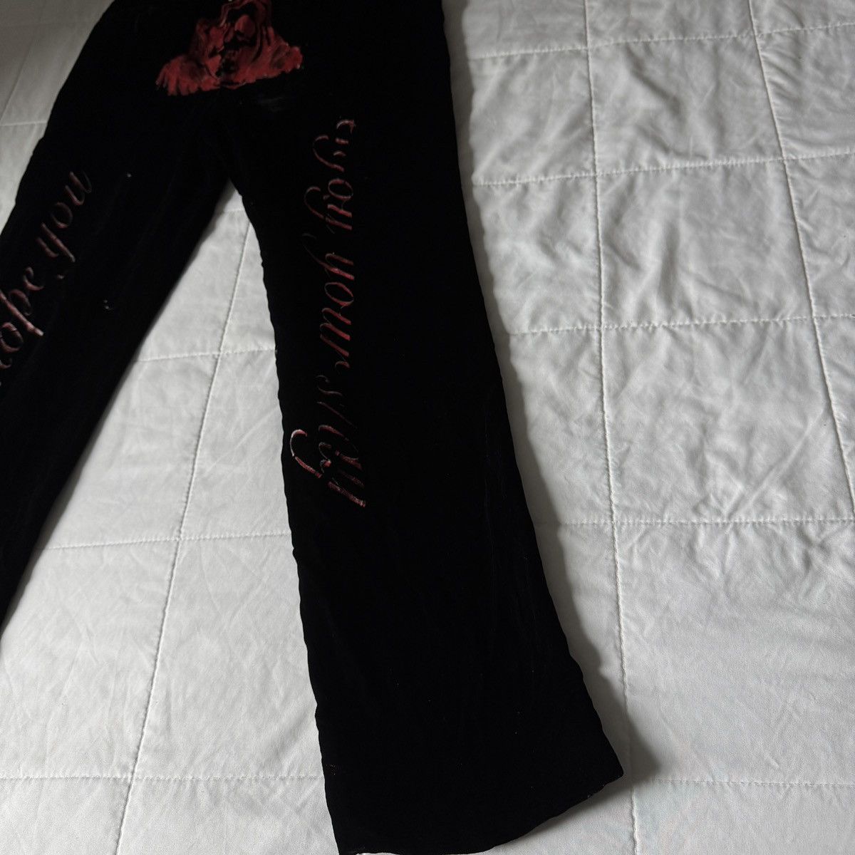 Vintage Vintage goth black & red velvet pants Size US 31 - 5 Thumbnail