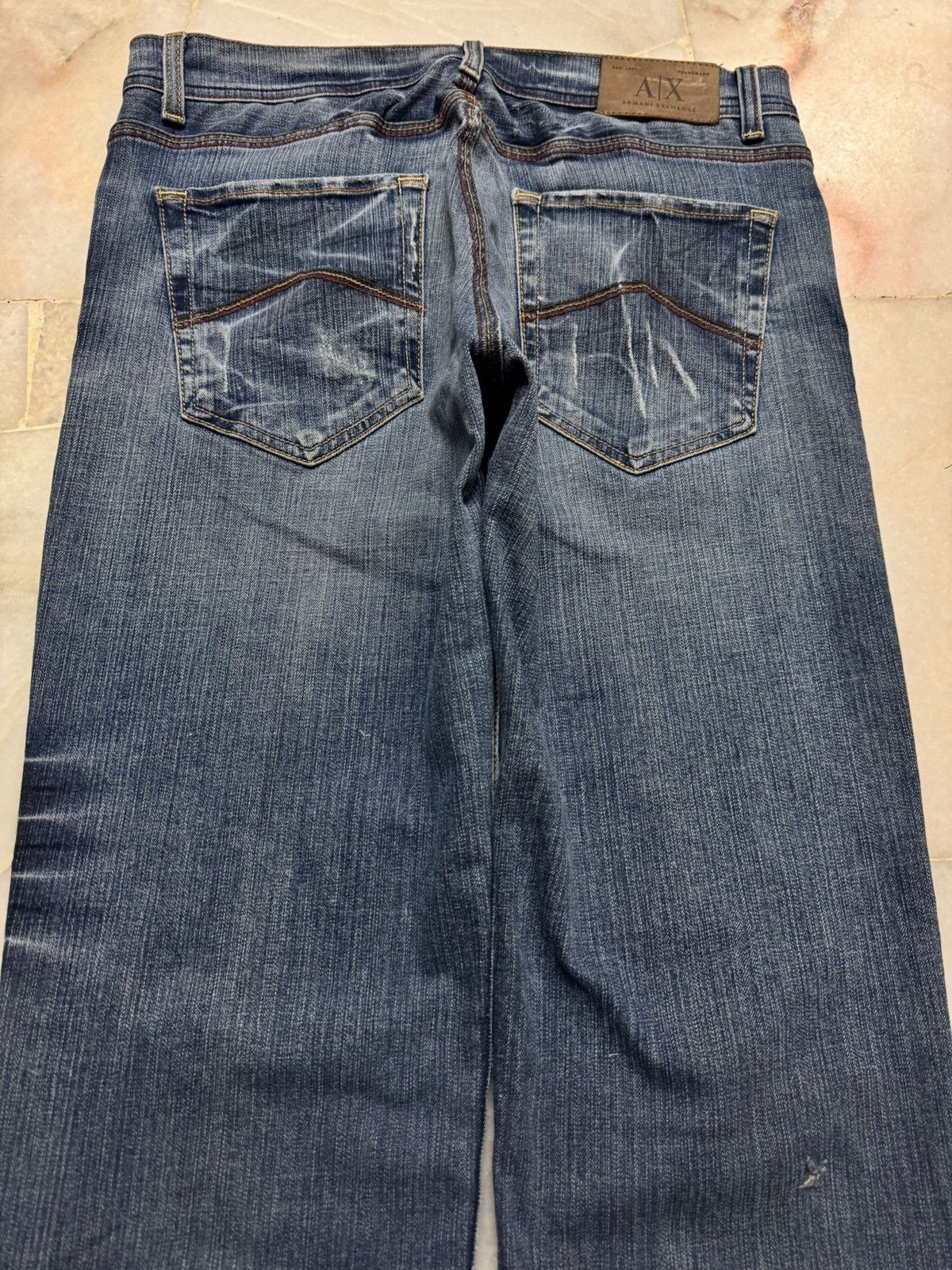 Armani Exchange 💥FLARED💥90s ARMANI EXCHANGE CLAWMARK SICK JEANS DISTRESS Size US 30 / EU 46 - 14 Thumbnail
