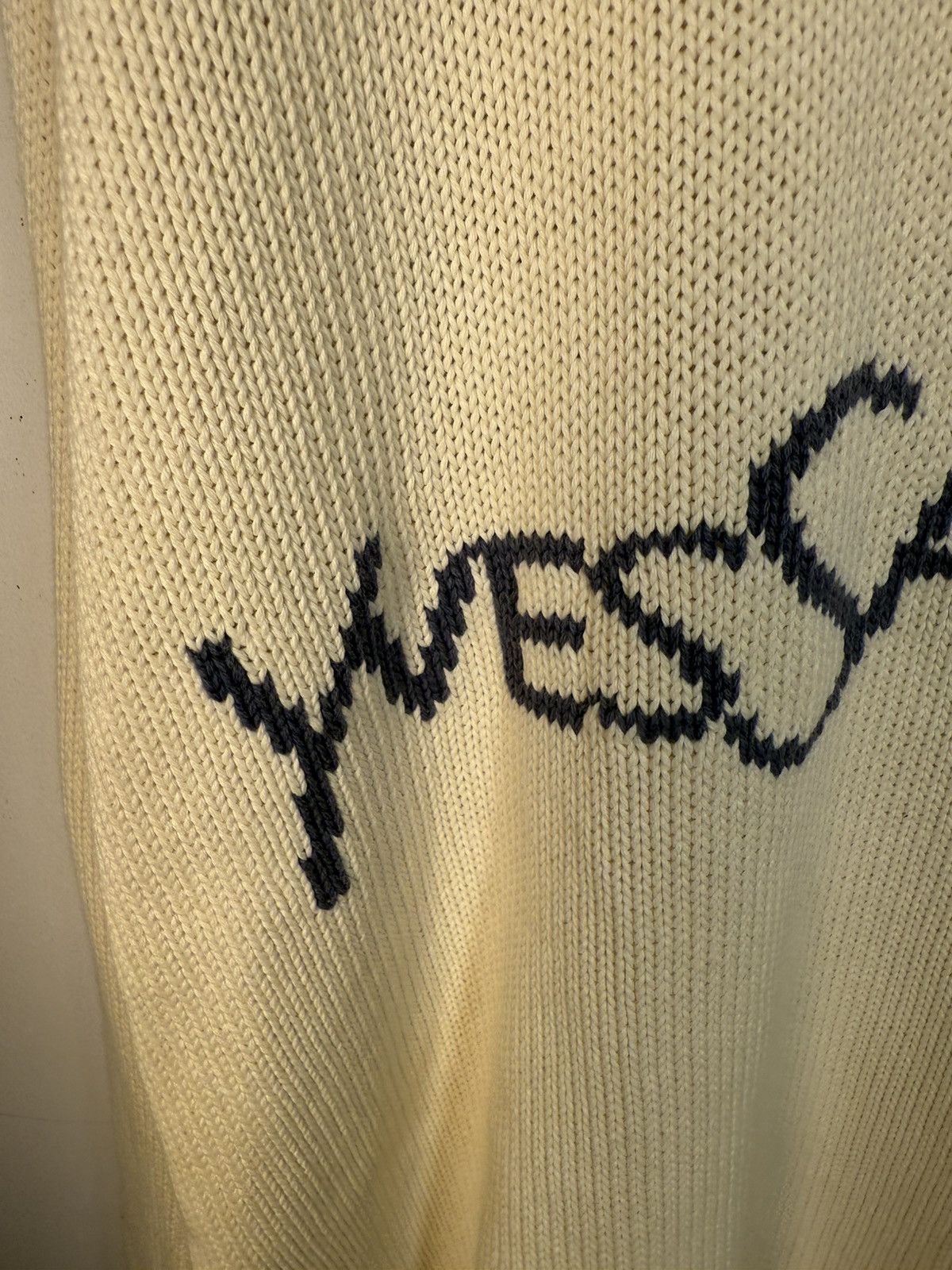 Yves Saint Laurent Cream YSL Sweater Knit Big Logo Turtleneck y2k Sweatshirt Size US L / EU 52-54 / 3 - 8 Thumbnail