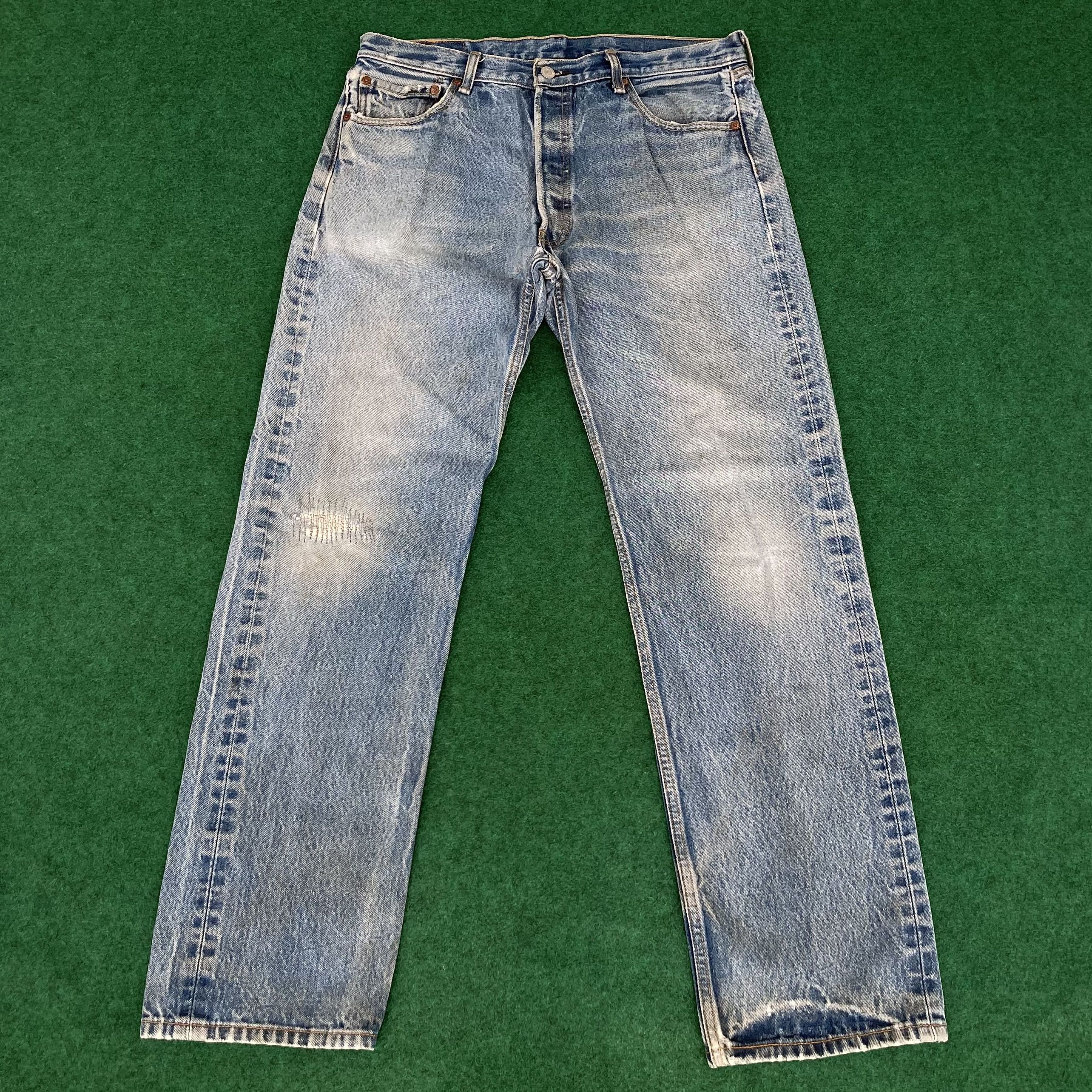 Levi's × Vintage Vtg Levis 501 Distressed Ripped Sz 34 Denim Jeans Size US 34 / EU 50 - 1 Thumbnail