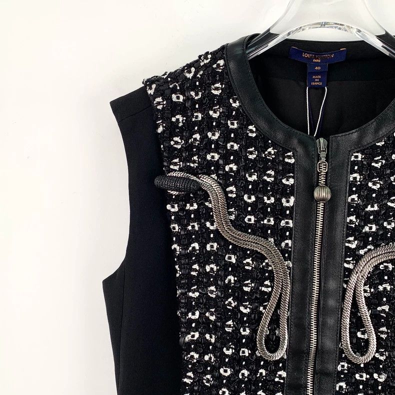 Louis Vuitton Louis Vuitton 22 black chain cotton crewneck sleeveless tw Size S / US 4 / IT 40 - 3 Thumbnail